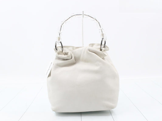 Early 2000s Christian Dior White Leather Lucite Handle Malice Bag