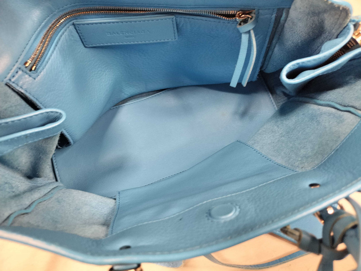 Balenciaga Sky Blue Leather Papier Mini 2-Way Tote