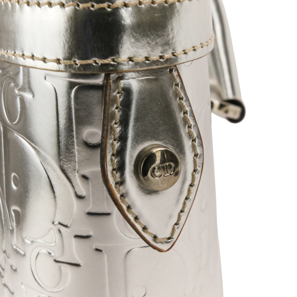 2008 Christian Dior Trotter Embossed Tote Metallic Silver