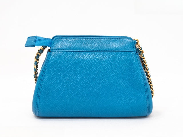 1990s Chanel Blue Caviar Timeless CC Chain Shoulder Bag