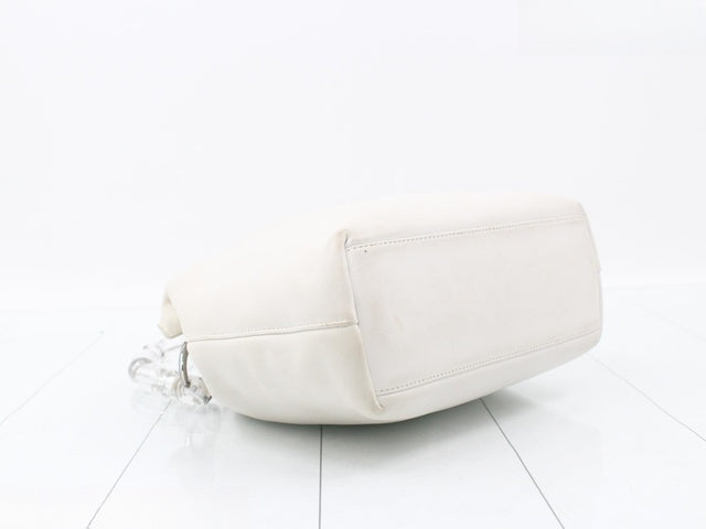 Early 2000s Christian Dior White Leather Lucite Handle Malice Bag