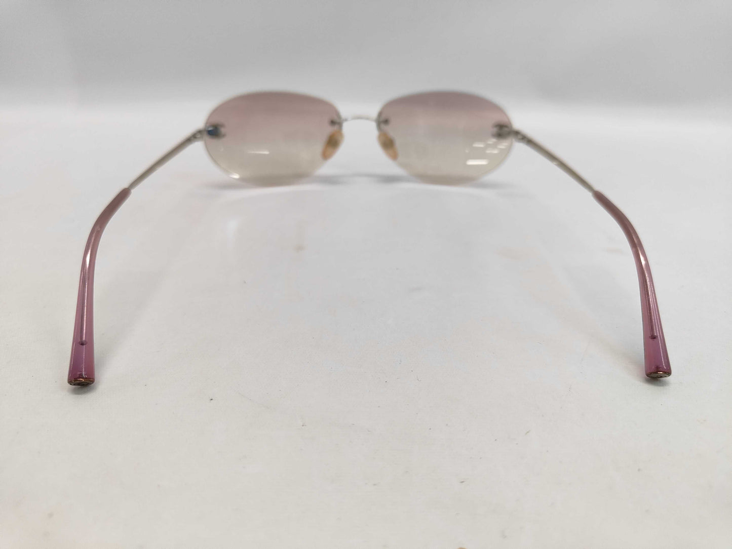 2000s Chanel Rimless Sunglasses Pink Gradient with CC Temples