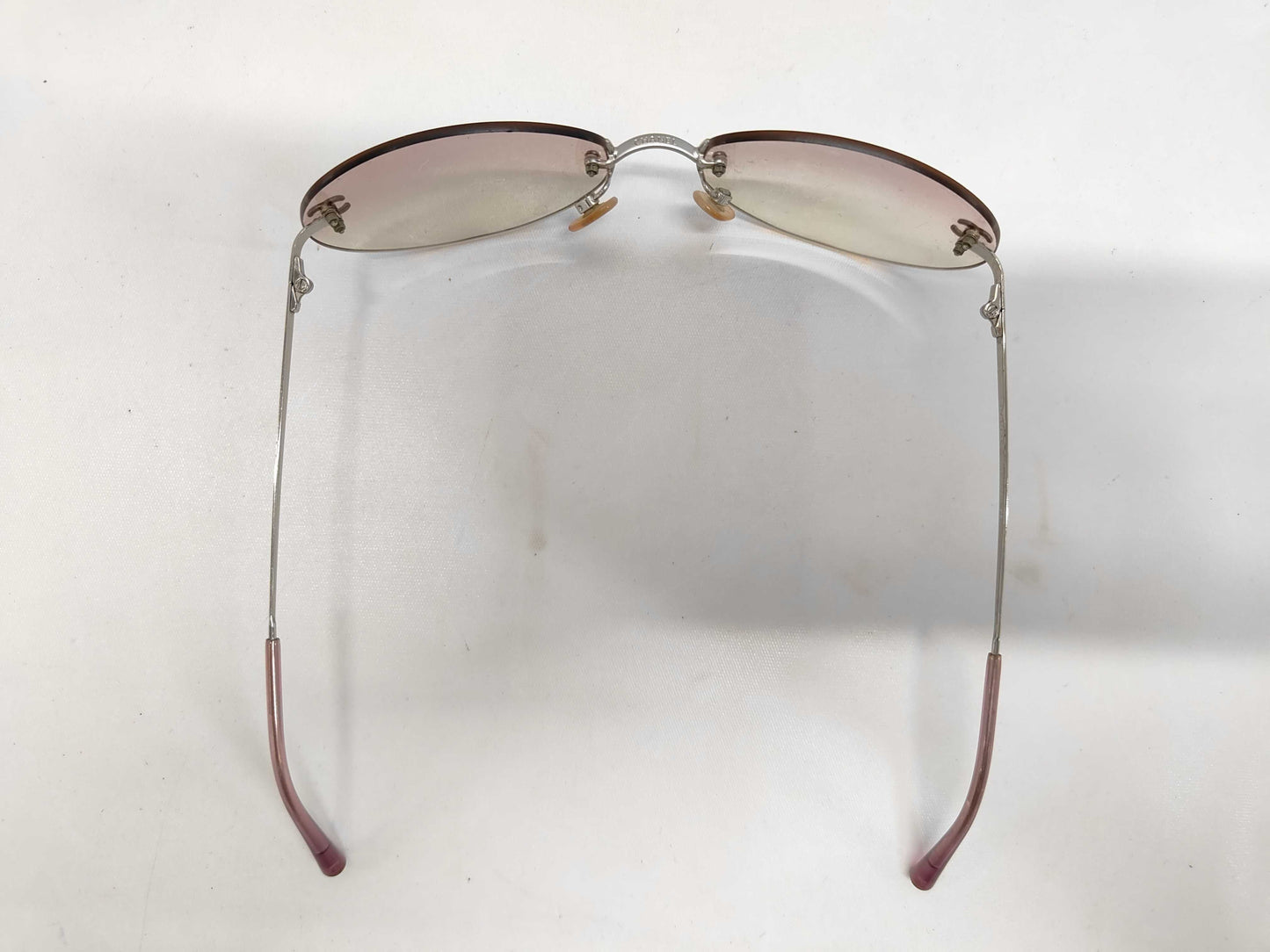 2000s Chanel Rimless Sunglasses Pink Gradient with CC Temples