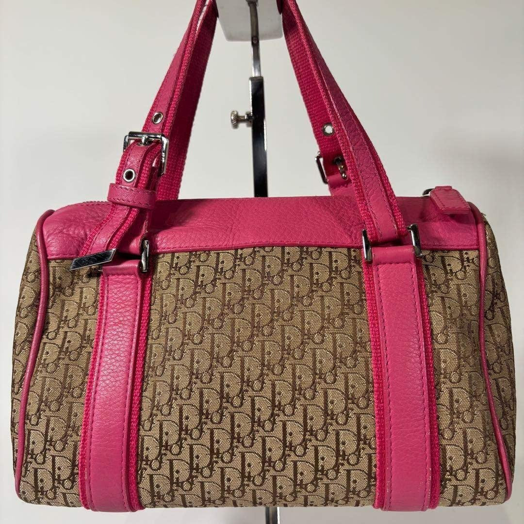 Early 2000s Christian Dior Pink and Beige Trotter Street Chic Mini Boston Bag