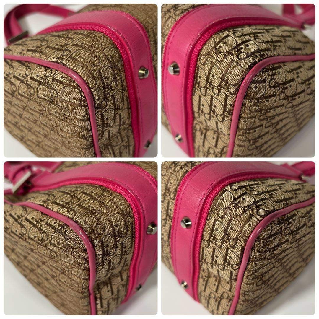 Early 2000s Christian Dior Pink and Beige Trotter Street Chic Mini Boston Bag