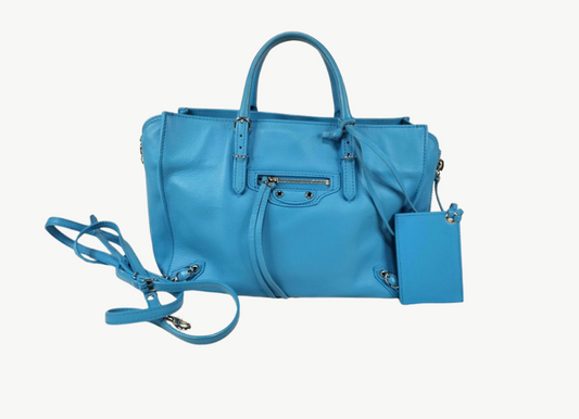 Balenciaga Sky Blue Leather Papier Mini 2-Way Tote