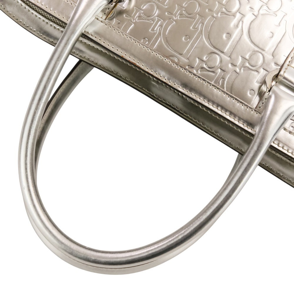 2008 Christian Dior Trotter Embossed Tote Metallic Silver