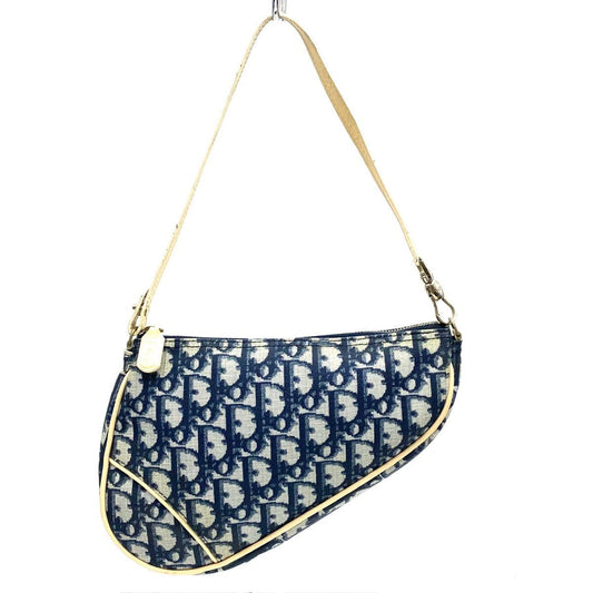 Early 2000s Christian Dior Navy Oblique Mini Saddle Pochette