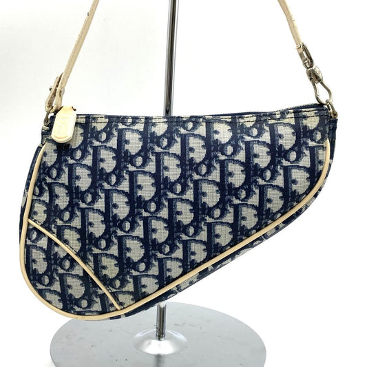 Early 2000s Christian Dior Navy Oblique Mini Saddle Pochette