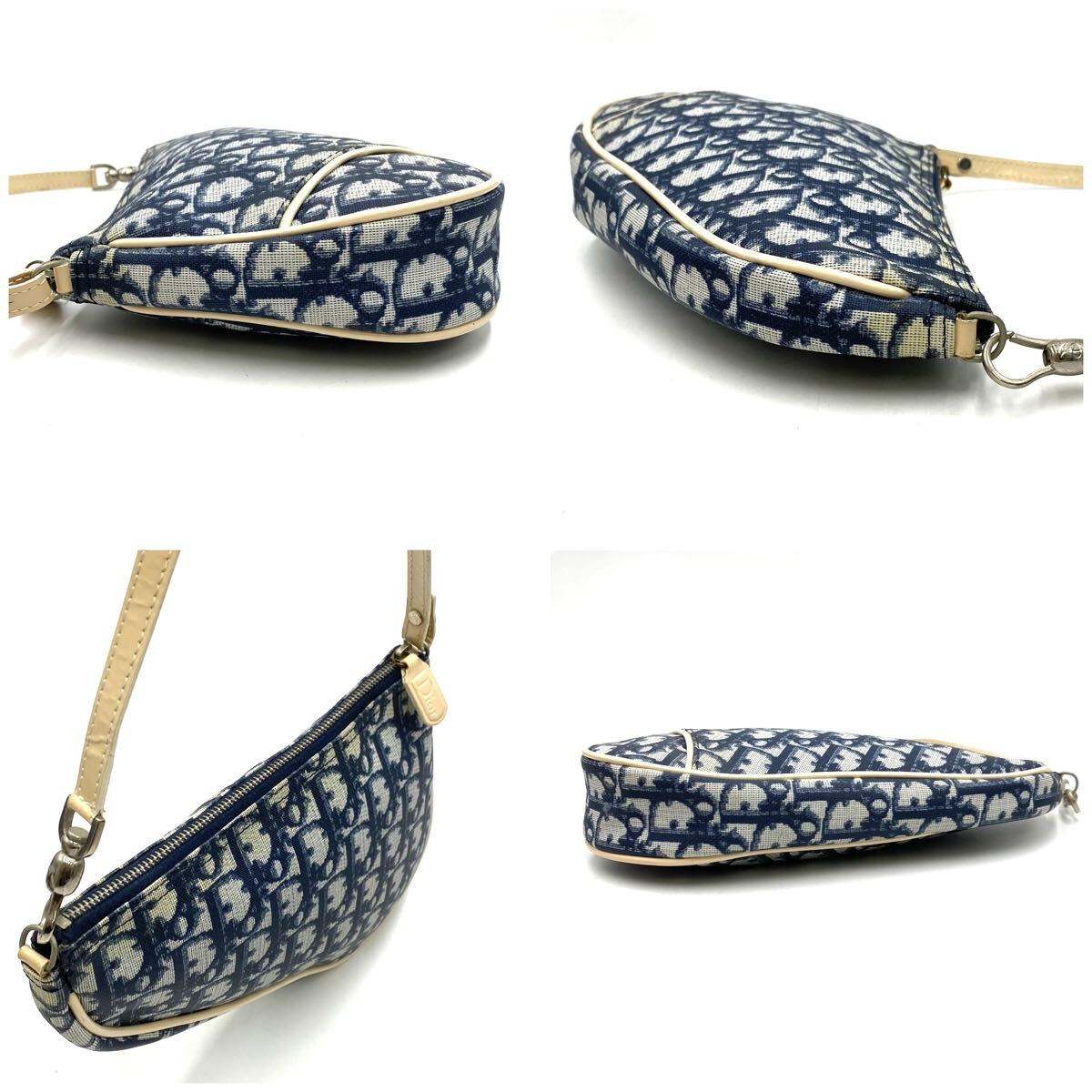 Early 2000s Christian Dior Navy Oblique Mini Saddle Pochette